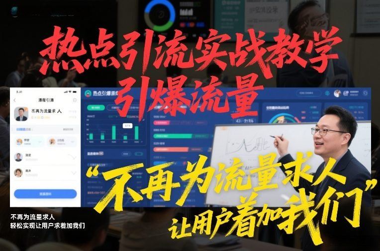 
          热点引流实战教学，引爆流量，不再为流量求人，轻松实现让用户求着加我们 - Featured image
        