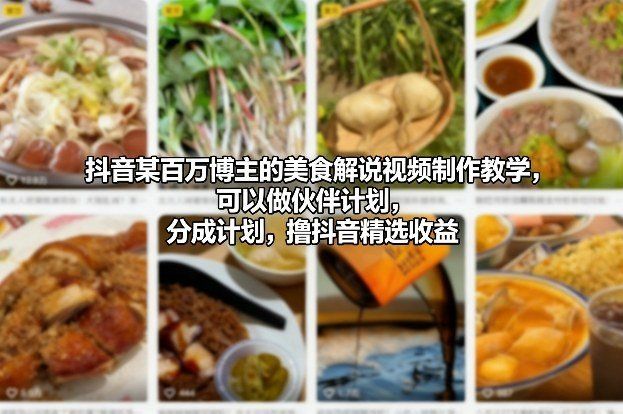 
          抖音某百万博主的美食解说视频制作教学，可以做伙伴计划，分成计划，撸抖音精选收益(更新) - Featured image
        