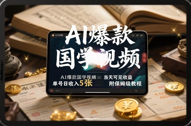 
          AI爆款国学视频，独家起号方法，小白直接上手，当天可见收益，单号日收入5张+附保姆级教程 - Featured image
        