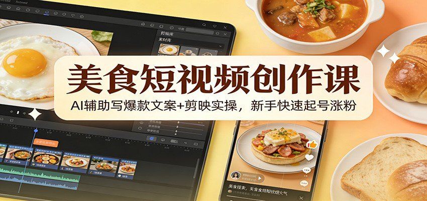 
          美食短视频创作课：AI辅助写爆款文案+剪映实操，新手快速起号涨粉 - Featured image
        