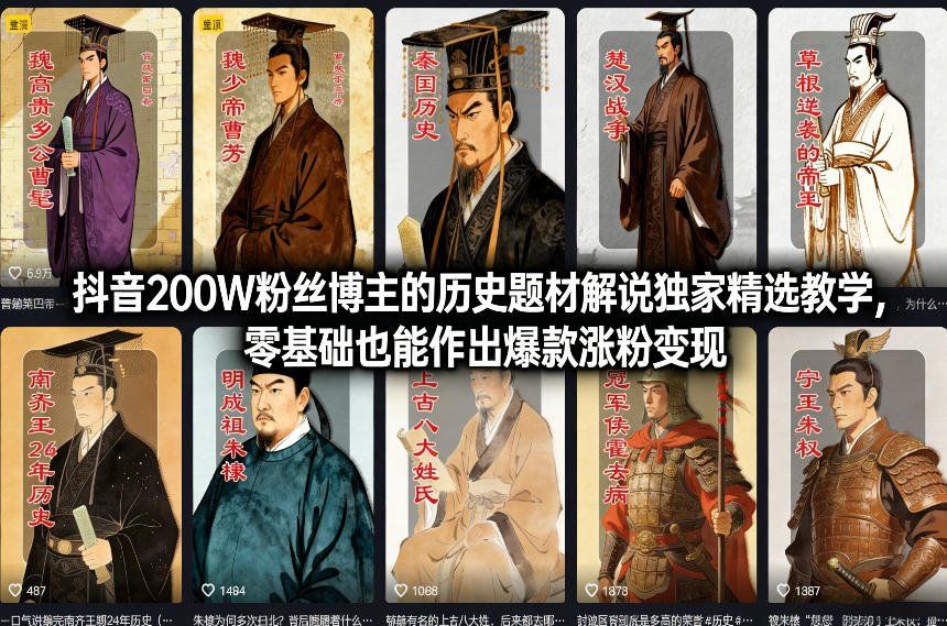 
          抖音200W粉丝博主的历史题材解说独家精选教学，零基础也能作出爆款涨粉变现 - Featured image
        