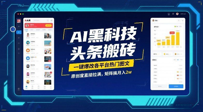 
          AI黑科技头条搬砖，一键爆改各平台热门图文，原创度直接拉满，矩阵搞月入2W【揭秘】 - Featured image
        