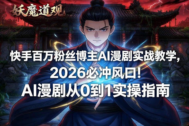 
          快手百万粉丝博主AI漫剧实战教学，2026必冲风口！AI漫剧从0到1实操指南 - Featured image
        