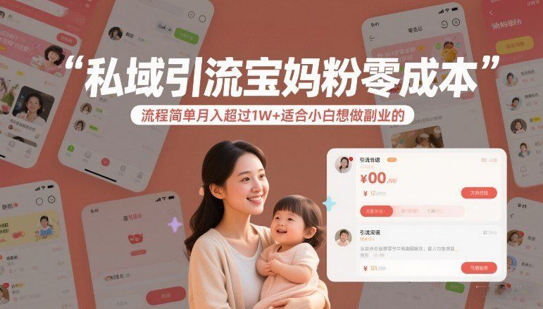 
          私域引流宝妈粉零成本流程简单月入超过1W+适合小白想做副业的 - Featured image
        