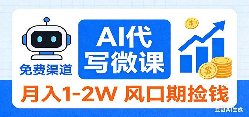 
          2026告别打工！AI 代写微课，提供免费渠道，月入 1-2W 风口期捡钱 - Featured image
        
