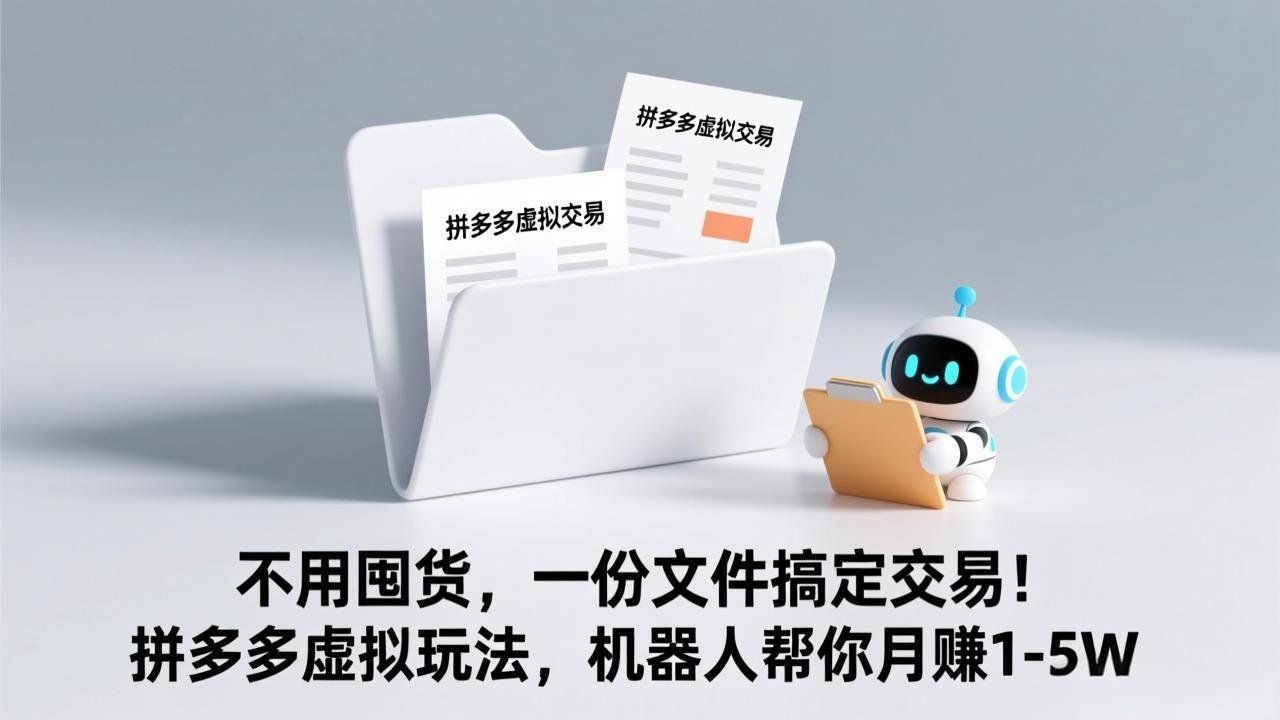 
          不用囤货，一份文件搞定交易！拼多多虚拟玩法，机器人帮你月赚 1-5W - Featured image
        