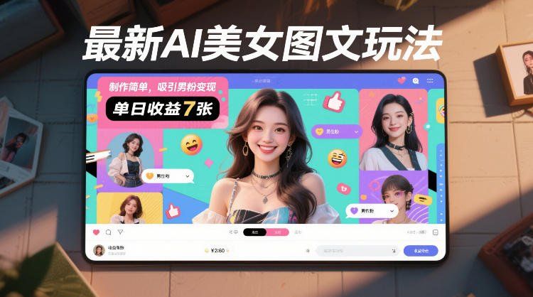
          最新AI美女图文玩法，制作简单，吸引男粉变现，单天收益7张 - Featured image
        