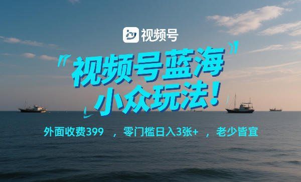 
          视频号蓝海小众玩法！外面收费399，零门槛日入3张+，老少皆宜 - Featured image
        