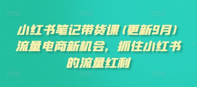 
          小红书笔记带货课，流量电商新机会，抓住小红书的流量红利(更新26年2月) - Featured image
        