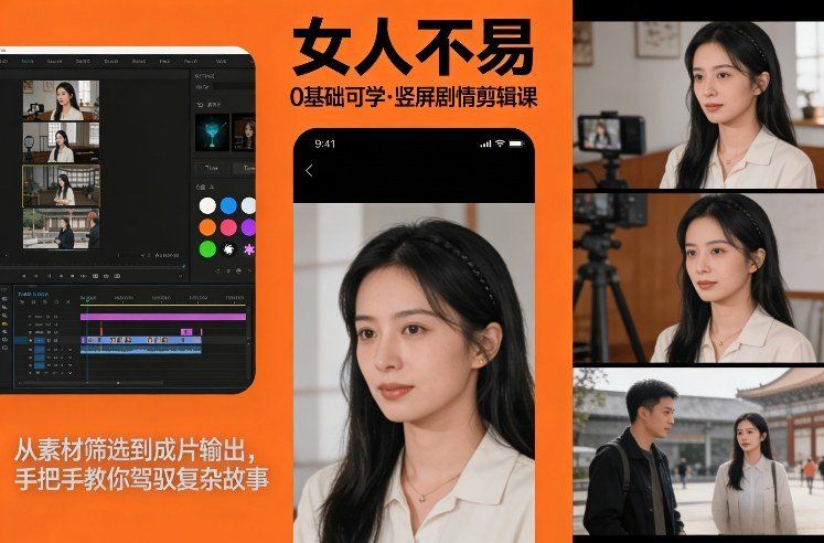 
          0基础可学！《女人不易》竖屏剧情剪辑课，从素材筛选到成片输出，手把手教你驾驭复杂故事 - Featured image
        