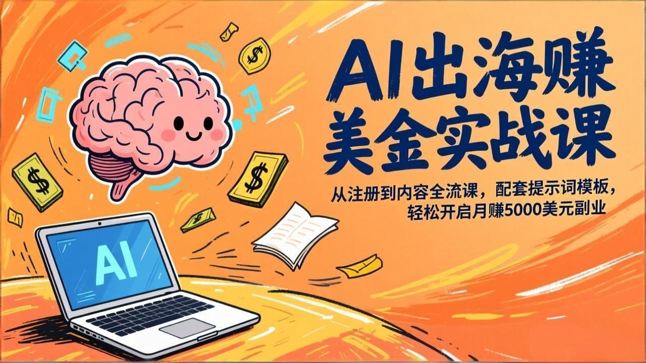 
          AI出海赚美金实战课，从注册到内容全流程，配套提示词模板，轻松开启月赚5000美元副业 - Featured image
        