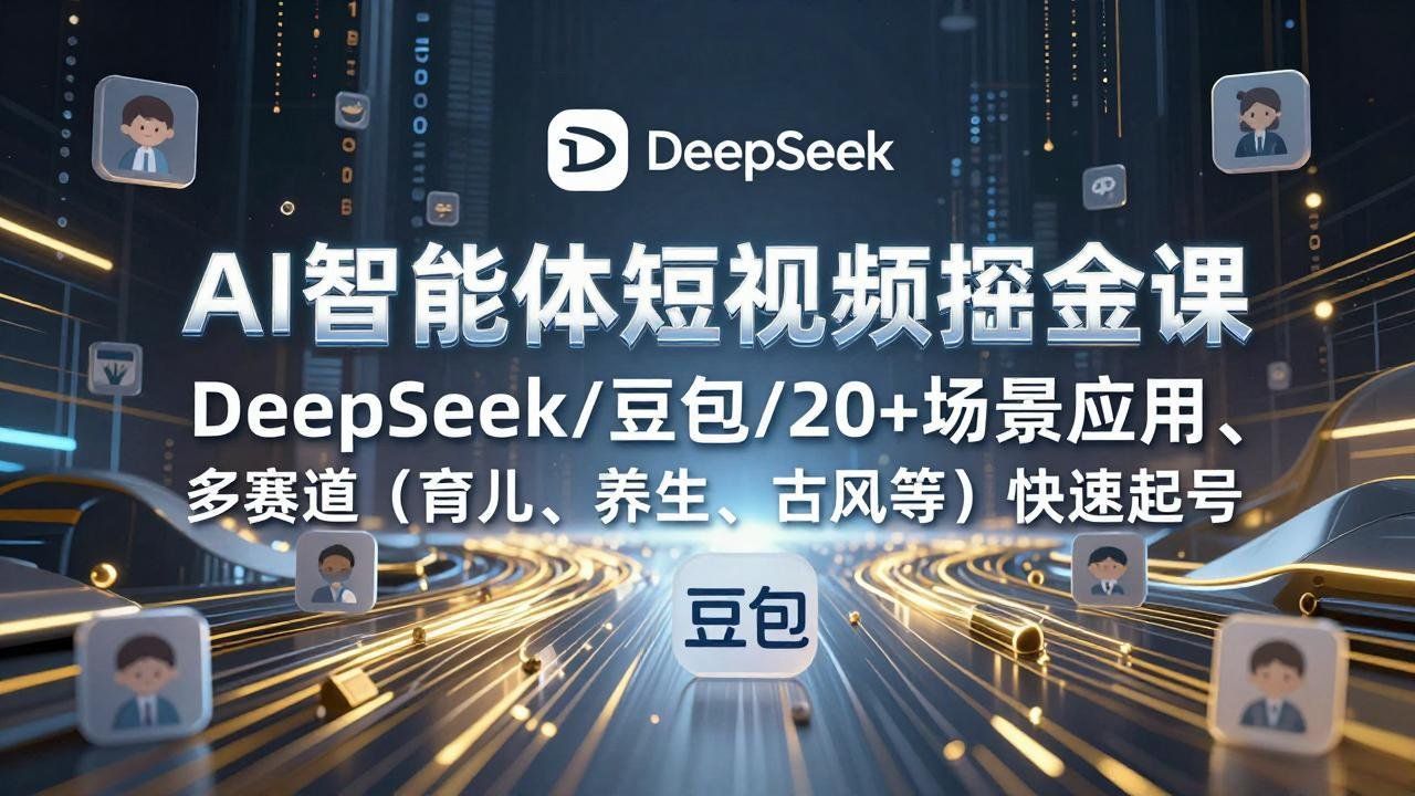 
          AI智能体短视频掘金课，DeepSeek/豆包/20+场景应用、多赛道(育儿、养生、古风等 - Featured image
        