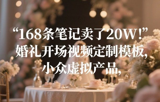 
          168条笔记卖了20W！婚礼开场视频定制模板，小众虚拟产品 - Featured image
        