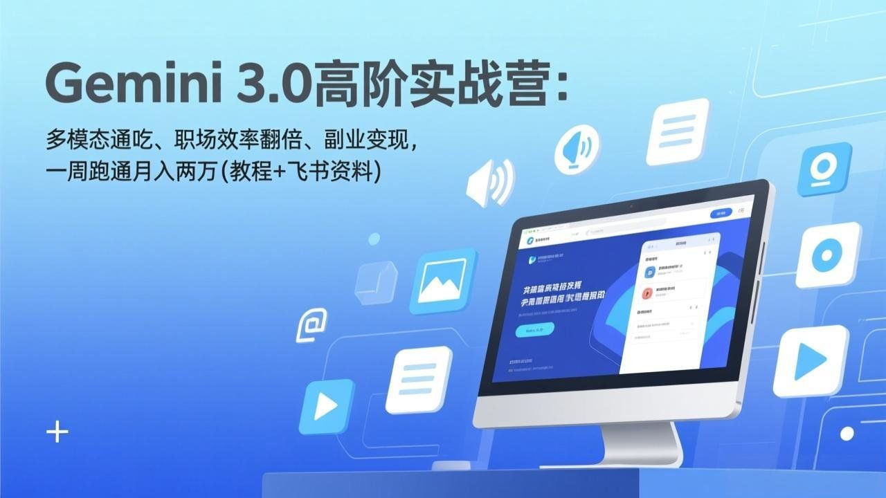 
          Gemini 3.0高阶实战营：多模态通吃、职场效率翻倍、副业变现，一周跑通月入两万(教程+飞书资料 - Featured image
        