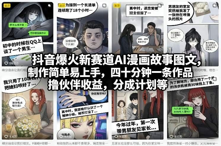 
          抖音爆火新赛道AI漫画故事图文，制作简单易上手，四十分钟一条作品，撸伙伴收益，分成计划等 - Featured image
        