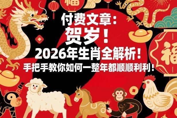 
          付费文章：贺岁！2026年生肖全解析！手把手教你如何一整年都顺顺利利！ - Featured image
        