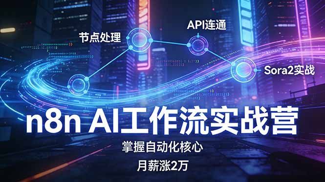 
          n8n AI工作流实战营，节点处理+API连通+Sora2实战，掌握自动化核心月薪涨2万 - Featured image
        