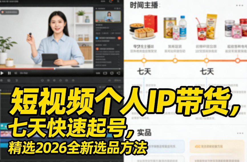 
          短视频个人IP带货，七天快速起号，精选2026全新选品方法 - Featured image
        
