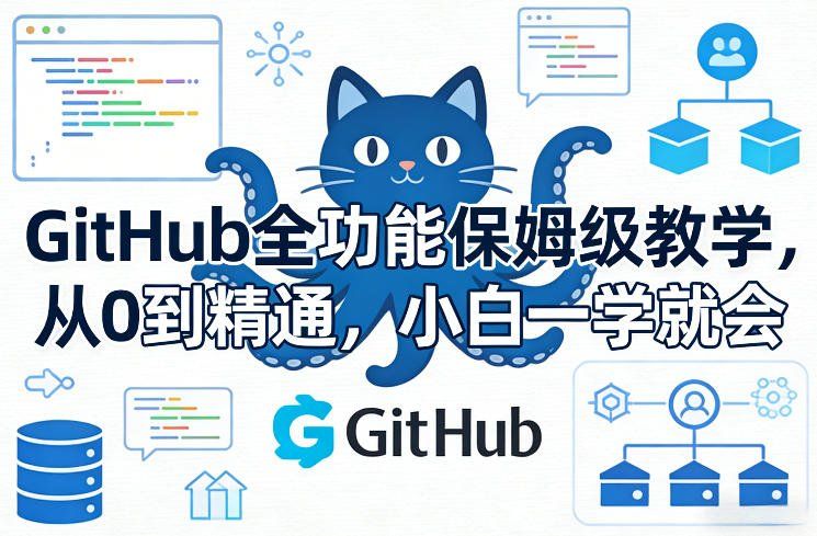
          GitHub全功能保姆级教学，从0到精通，小白一学就会 - Featured image
        