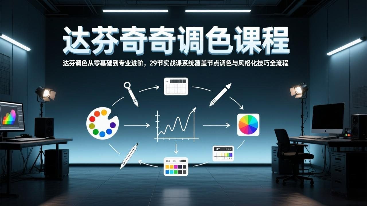 
          达芬奇调色从零基础到专业进阶，29节实战课系统覆盖节点调色与风格化技巧全流程 - Featured image
        