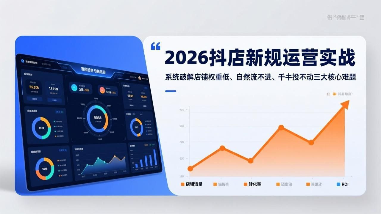 
          2026抖店新规运营实战：系统破解店铺权重低、自然流不进、千川投不动三大核心难题 - Featured image
        