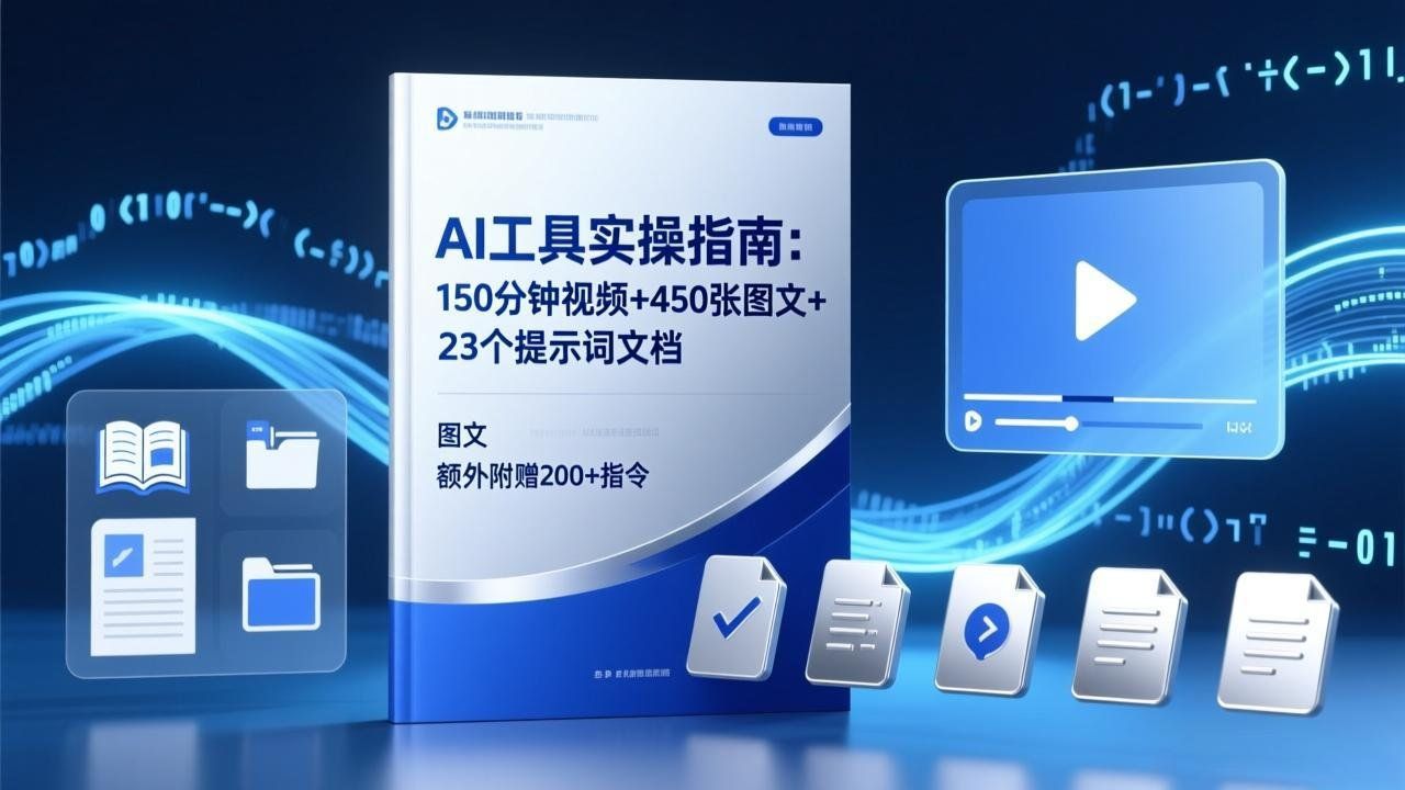 
          AI工具实操指南：150分钟视频+450张图文+23个提示词文档，额外附赠200+指令 - Featured image
        