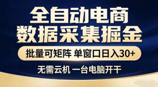 
          独家电商数据全自动采集项目，批量可矩阵，单窗口轻松日入3张+【揭秘】 - Featured image
        
