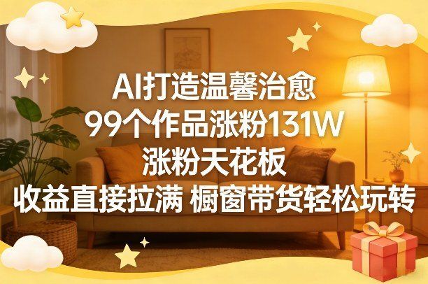 
          AI打造温馨治愈，99个作品涨粉131W，涨粉天花板，收益直接拉满，橱窗带货轻松玩转 - Featured image
        