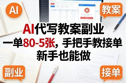 
          AI代写教案副业，一单80-5张，手把手教接单，新手也能做 - Featured image
        
