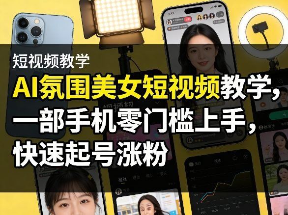 
          AI氛围美女短视频教学，一部手机零门槛上手，快速起号涨粉 - Featured image
        