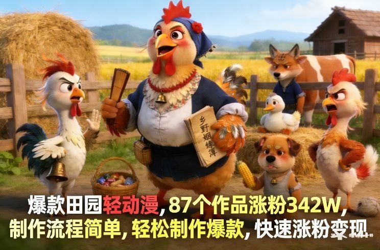 
          爆款田园轻动漫，87个作品涨粉342W，制作流程简单，轻松制作爆款，快速涨粉变现 - Featured image
        