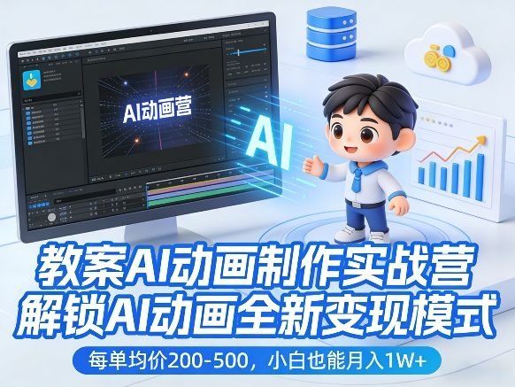 
          教案AI动画制作实战营，解锁AI动画全新变现模式，每单均价200-500，小白也能月入1W+ - Featured image
        