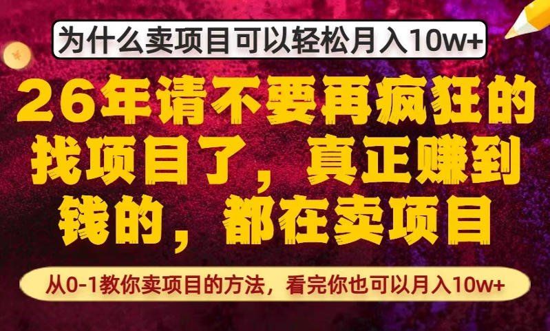 
          为什么真正賺到钱的都在卖项目，从0-1教你卖项目的方法，看完你也可以月入10w+【揭秘】 - Featured image
        