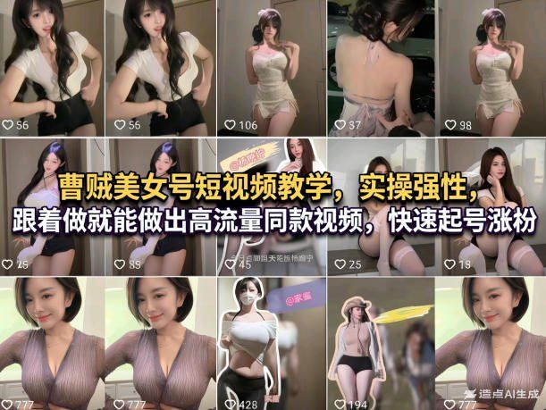 
          曹贼美女号短视频教学，实操性强，跟着做就能做出高流量同款视频，快速起号涨粉 - Featured image
        