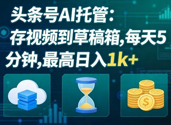 
          头条号AI托管，我存视频到你草稿箱，每天5分钟，最高日入1k+【揭秘】 - Featured image
        