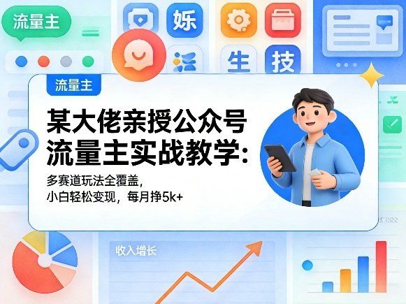 
          某大佬亲授公众号流量主实战教学：多赛道玩法全覆盖，小白轻松变现，每月多挣5k+ - Featured image
        