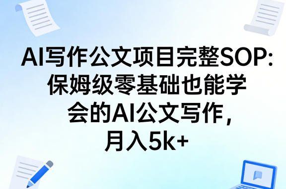 
          AI写作公文项目完整SOP，保姆级零基础也能学会的AI公文写作，月入5k+ - Featured image
        