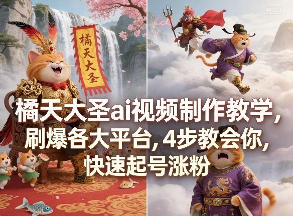 
          橘天大圣ai视频制作教学，刷爆各大平台，4步教会你，快速起号涨粉 - Featured image
        