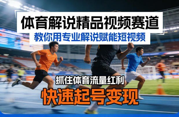 
          体育解说精品视频赛道，教你用专业解说赋能短视频，抓住体育流量红利，快速起号变现 - Featured image
        