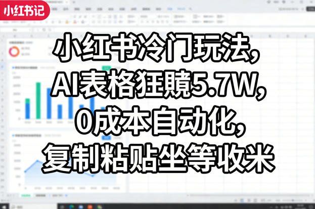 
          小红书冷门玩法，AI表格狂賺5.7W，0成本自动化，复制粘贴坐等收米 - Featured image
        
