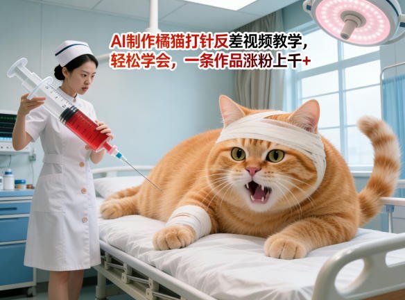 
          AI制作橘猫打针反差视频教学，轻松学会，一条作品涨粉上千+ - Featured image
        