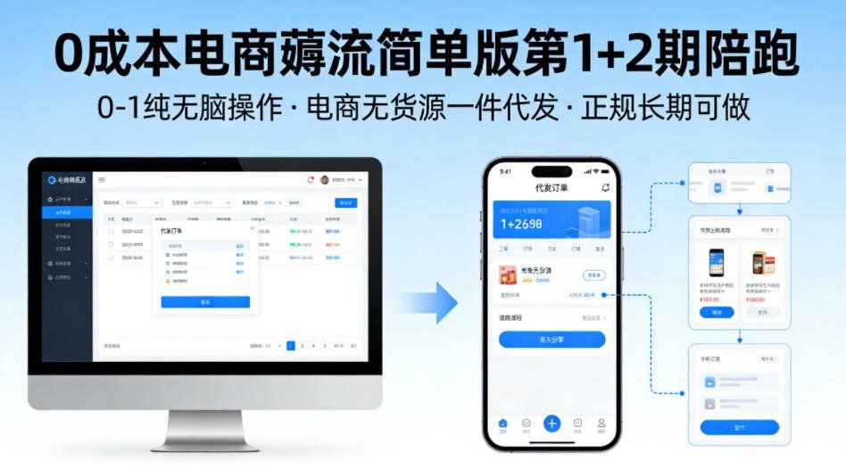 
          0成本电商薅流简单版第1+2期陪跑，0-1纯无脑操作，电商无货源一件代发，正规长期可做 - Featured image
        