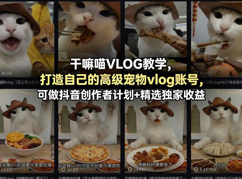 
          干嘛喵VLOG教学，打造自己的高级宠物vlog账号，可做抖音创作者计划+精选独家收益 - Featured image
        