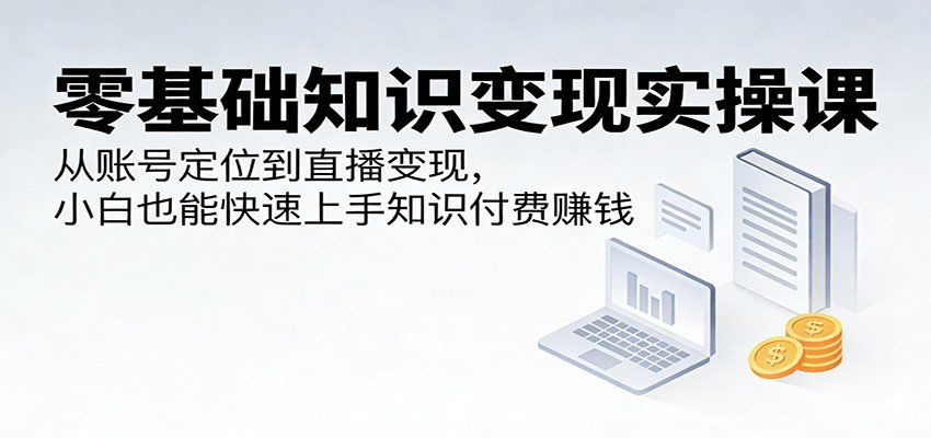 
          零基础知识变现实操课：从账号定位到直播变现，小白也能快速上手知识付费赚钱 - Featured image
        