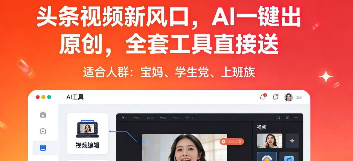 
          头条视频新风口，AI一键出原创，全套工具直接送，人人可做，有手就行【揭秘】 - Featured image
        