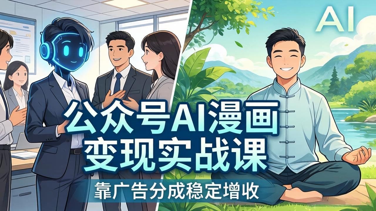 
          公众号AI漫画变现实战课：星座/职场/养生多赛道+智能体发文，靠广告分成稳定增收 - Featured image
        