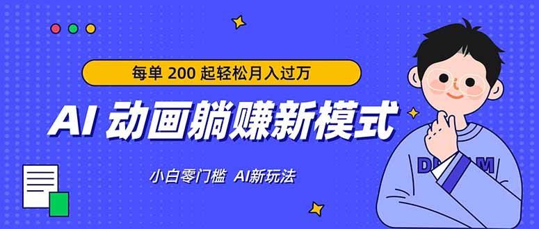 
          AI 动画躺赚新模式，无需经验，每单 200 起轻松月入过万 - Featured image
        