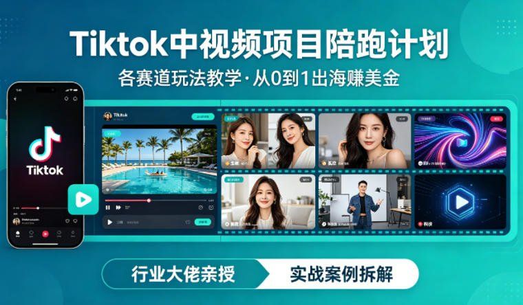 
          某大佬的Tiktok中视频项目陪跑，涵盖TK各个赛道玩法教学，从0到1出海賺美金 - Featured image
        
