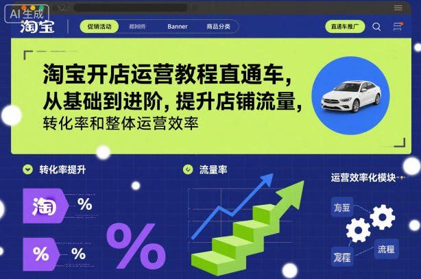 
          淘宝开店运营教程直通车，从基础到进阶，提升店铺流量，转化率和整体运营效率(更新26年4月10日) - Featured image
        