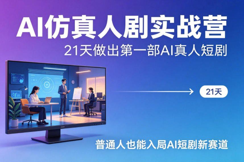 
          AI仿真人剧实战营，21天做出第一部AI真人短剧，普通人也能入局AI短剧新赛道 - Featured image
        